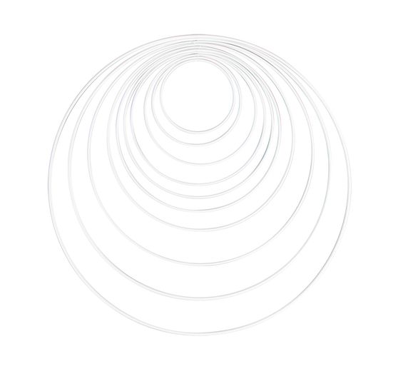 Metalen ring "Cirkel", 10 - 40 cm, set van 10, Wit