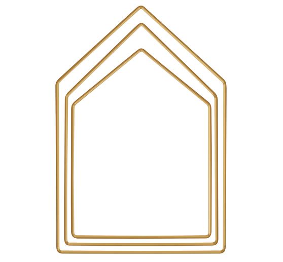 Metalen ring "Huis", set van 3, Goudkleur