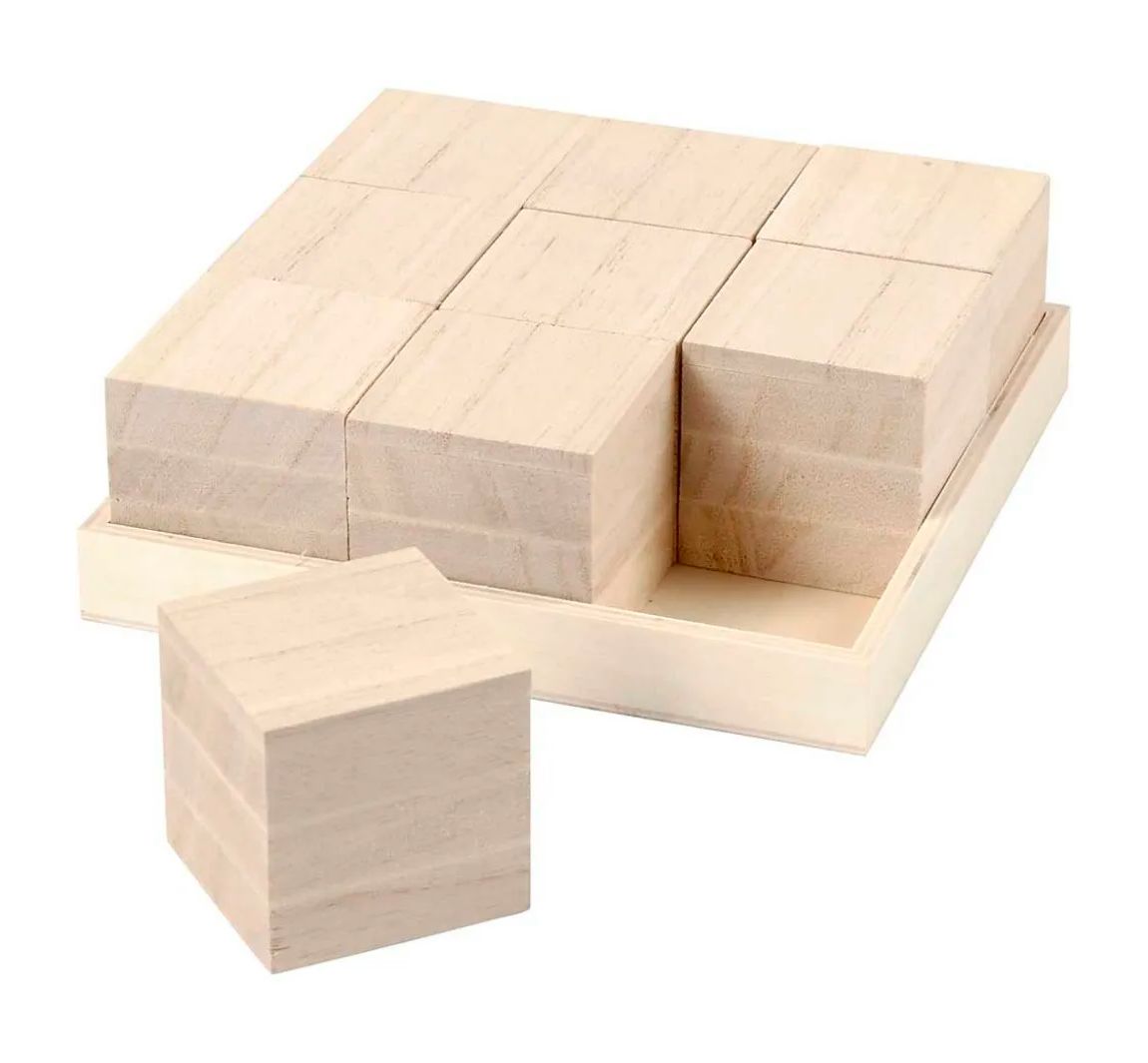 Houten blokjes, 9 stuks