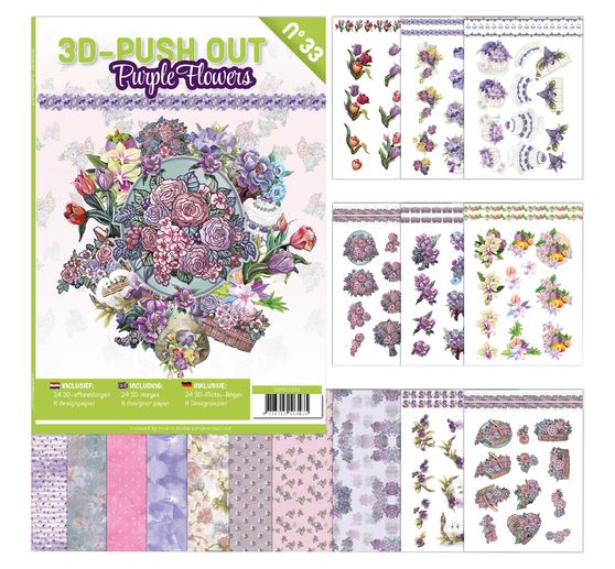 3D stansveldboek "Purple Flowers" 