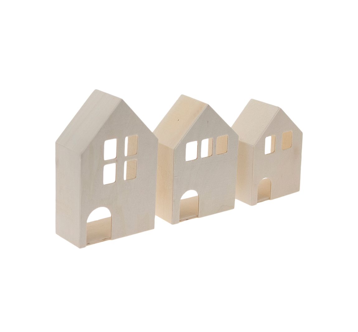3D houten huis, set van 3