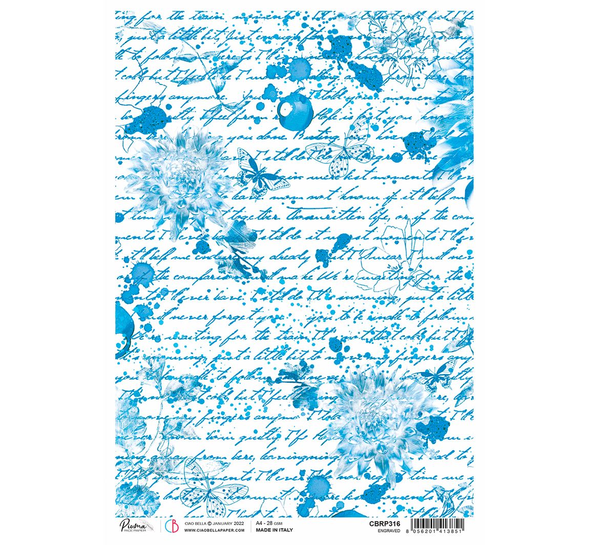 Motief strozijde "Indigo Scripts"