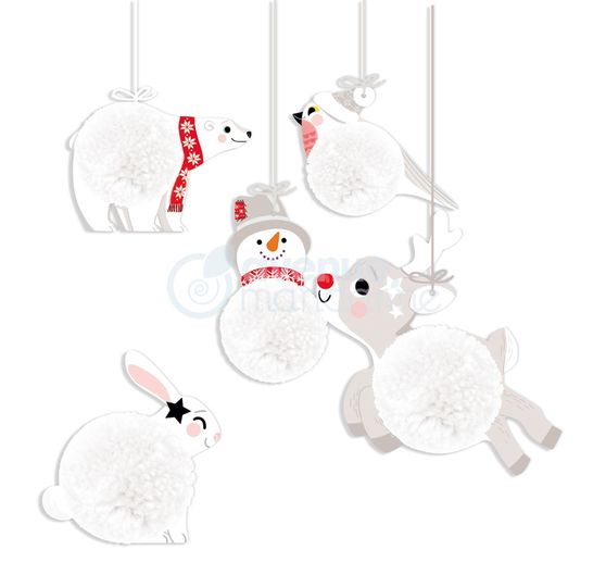 Creatieve box "Pompom Kerstmis label"