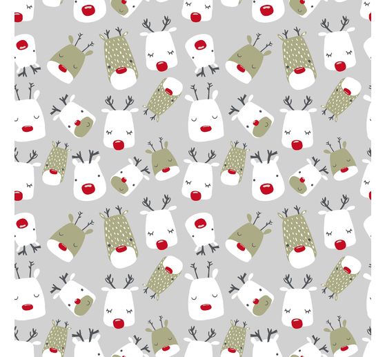 Motif fabric linen look "Red Nose Rudi"