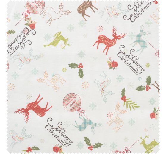 Motif fabric linen look "Merry Christmas"