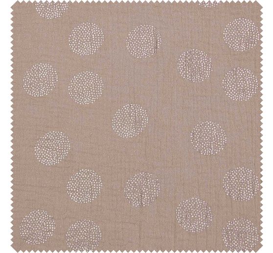 Crinkle muslin cotton fabric with metallic effect "Sakura Blossom Taupe"