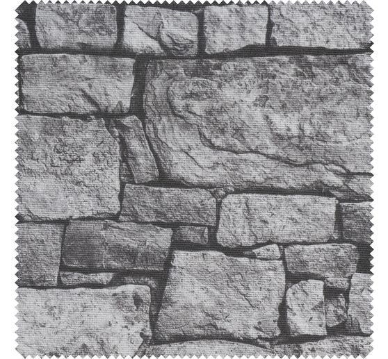 Motief stof "Stenen muur grijs"