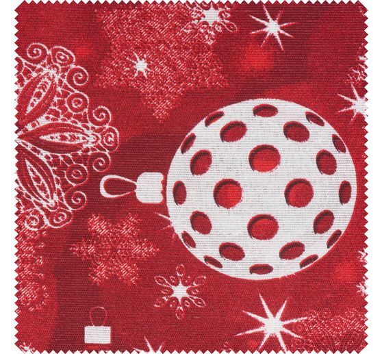 Motief stof linnen optiek "Kerstballen rood"