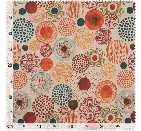 Motief stof linnenlook "Circles"