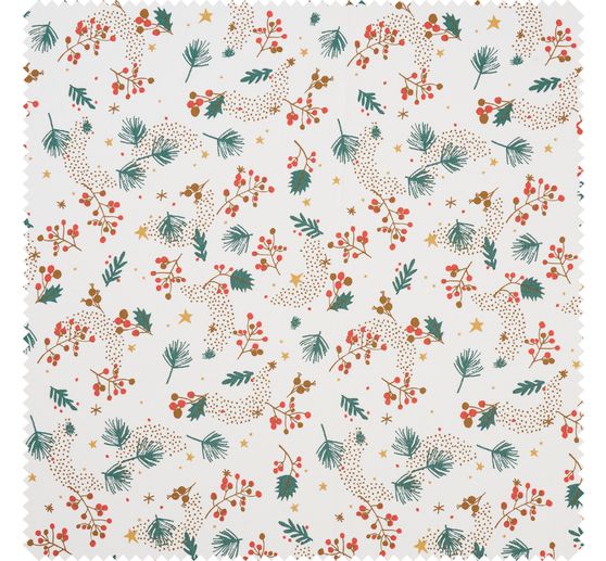 Cotton fabric "Pine branches and berries"