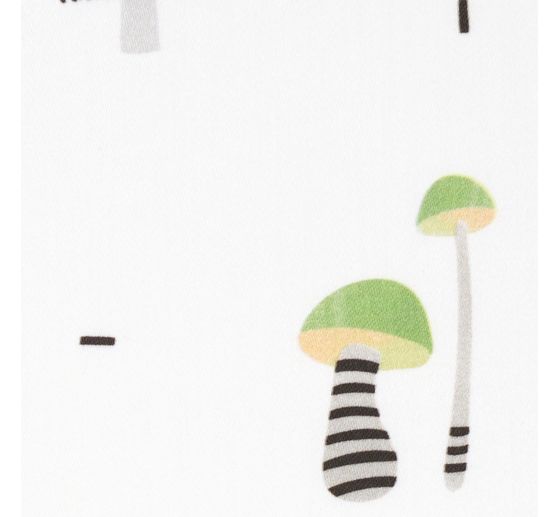 Motiefstof satijnlook "Little mushrooms motley"