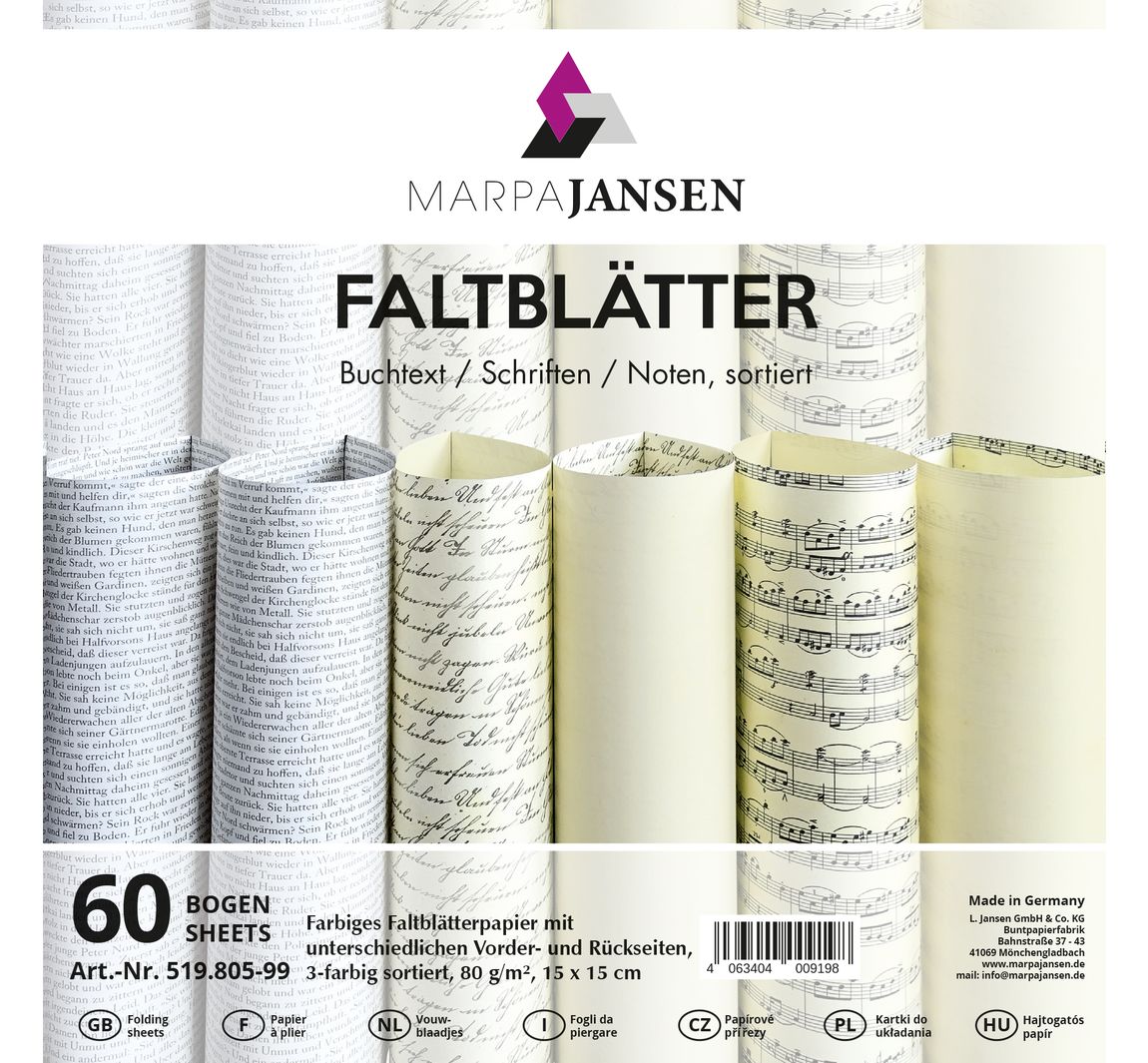 Vouwpapier  "Tekst en noten"