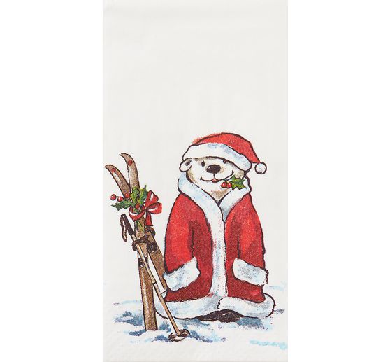 Papieren zakdoeken "Ijsbeer Kerstman"