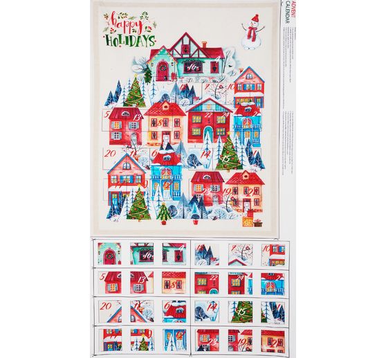 Adventskalender stof paneel "Huizen