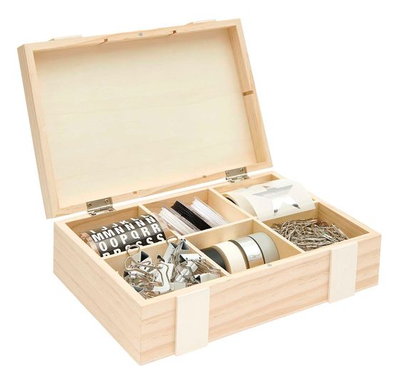 Houten kist / opbergkist met 6 vakken