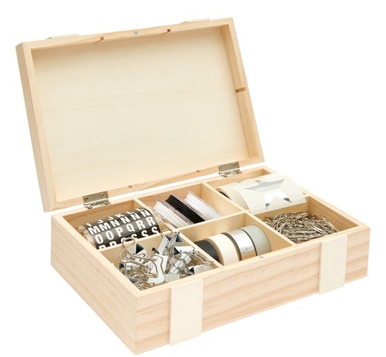 Houten kist / opbergkist met 6 vakken