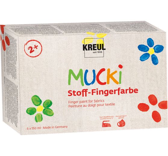 MUCKI Stof vingerverf, set van 6