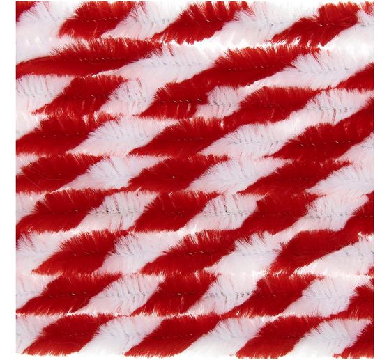 Chenille draad "Rood/Wit", 10 stuks