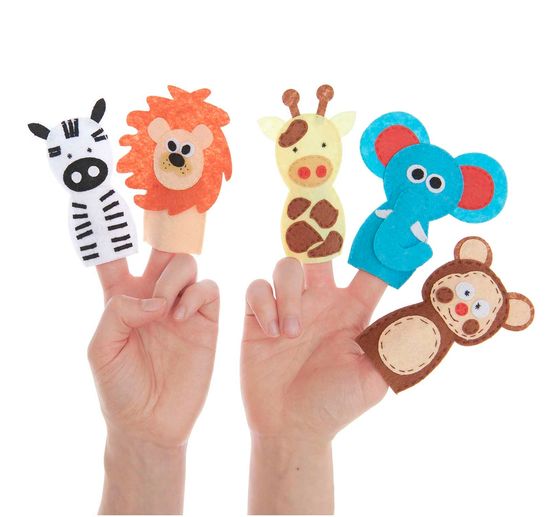 Knutselkit vingerpoppen "Dieren"