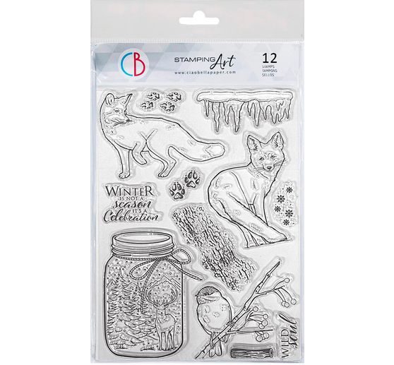 Siliconen stempel "Winter Journey", Wild Life in the Snow