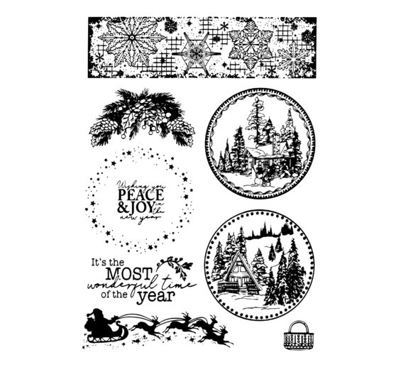 Silicone stamp "Dear Santa", Winter Landscape Balls
