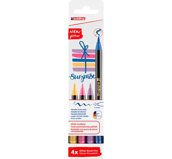 edding 1340 Penseelpen "Glitter", set van 4
