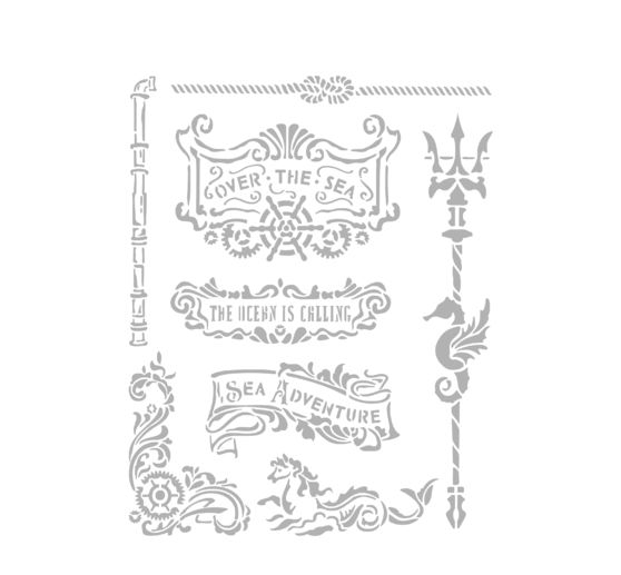 Sjabloon "Songs of the Sea - Plates and trident"