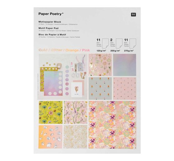 Knutsel papier blok "Flower Power"