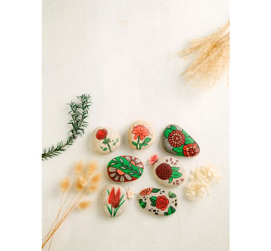 Creatieve set "Sag's mit Blumen - Florale Botschaften auf Steinen. Mit Anleitungsbuch und Material"