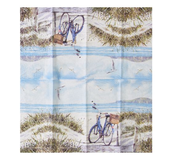 Papieren zakdoeken "Fiets op het strand"
