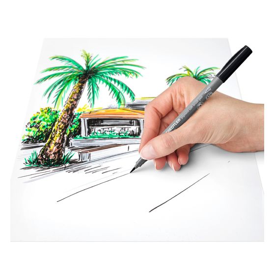 STAEDTLER Pigment soft brush pen "Greys", set van 6