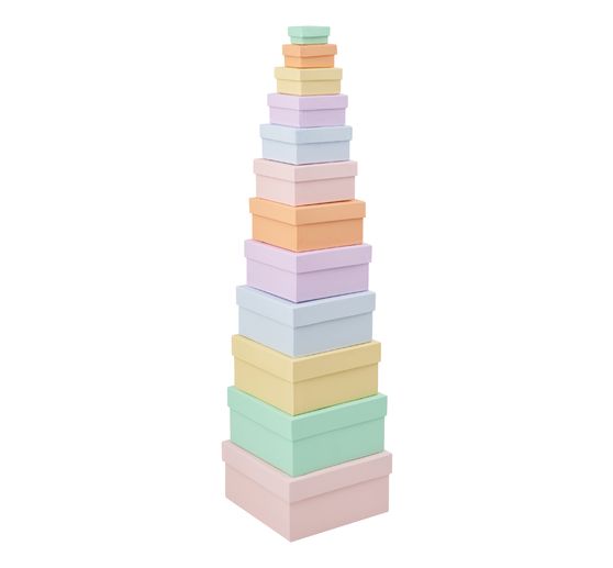 Kartonnen dozen "Vierkant", Pastelkleuren, Set van 12