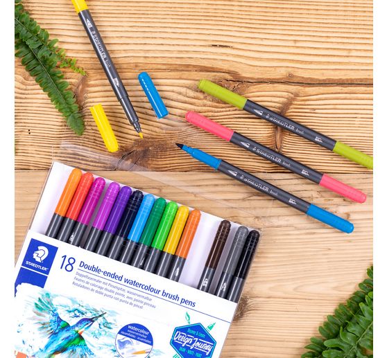 STAEDTLER Double-fibre painter with brush tip, 18 pcs.
