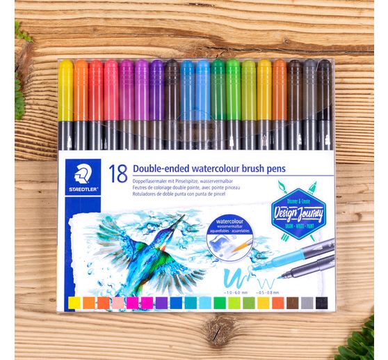 STAEDTLER Double-fibre painter with brush tip, 18 pcs.