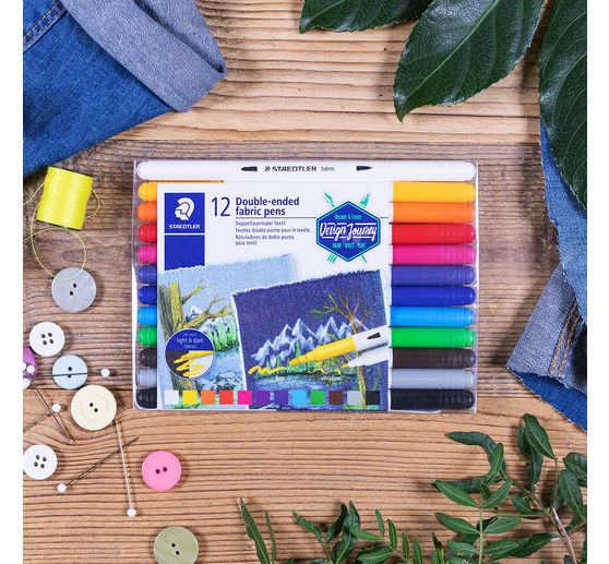 STAEDTLER Dubbelvezelige stiften textiel, 12 stuks