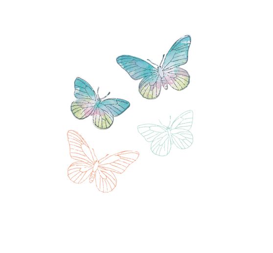 Sizzix Framelits Punching template and Clear Stamps "Painted Pencil Butterflies"