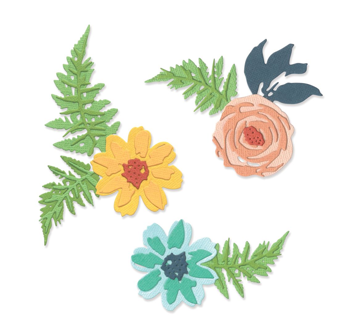 Sizzix Thinlits Ponssjabloon "Flowers & Fern"