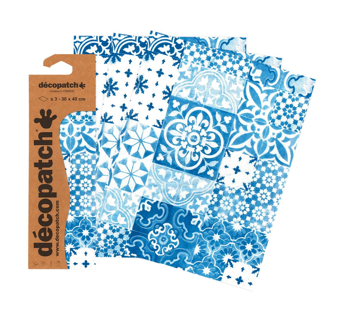 Décopatch papier "Tegelmozaïek blauw"