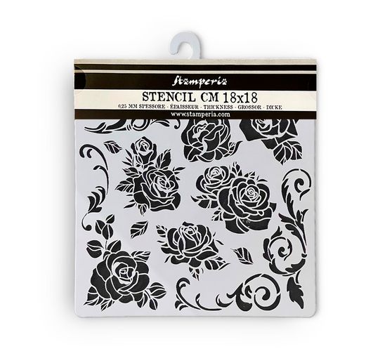 Sjabloon "Shabby Rose - Pattern", 18x18cm