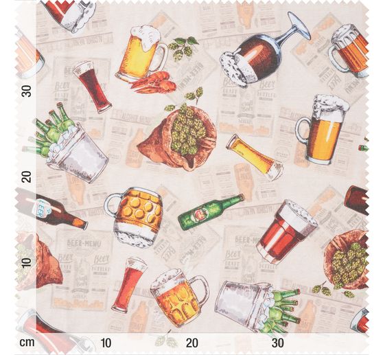 Motif fabric linen look "Beer"
