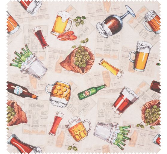 Motif fabric linen look "Beer"