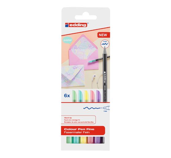 edding 1200 kleurenpennen fijnstellige Pastel, set van 6