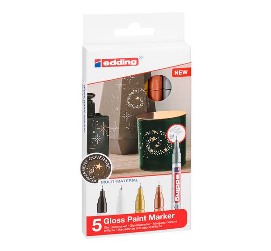 edding 780 gloss varnish-Marker Metallic, Basic, set of 5