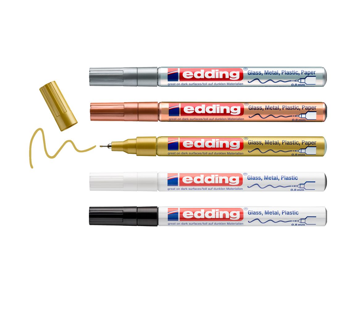 edding 780 glanslak-Marker Metallic..set van Basis, 5