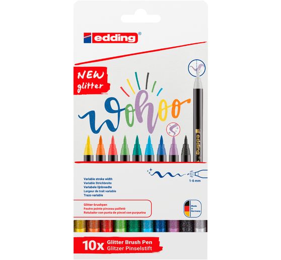 edding 1340 Penseelpen "Glitter", set van 10