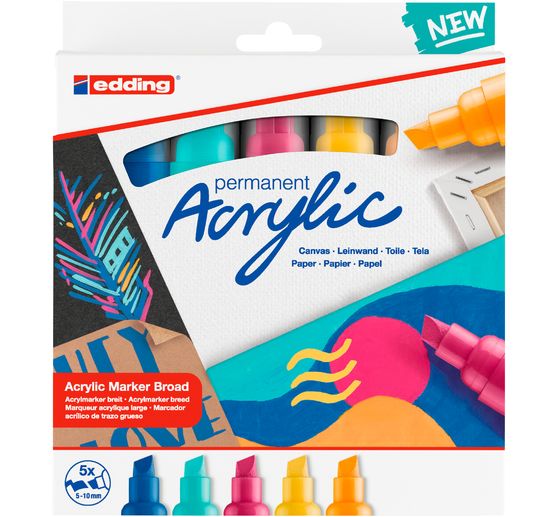 edding 5000 Acrylic "Acrylic marker - Abstract", Wide, set of 5