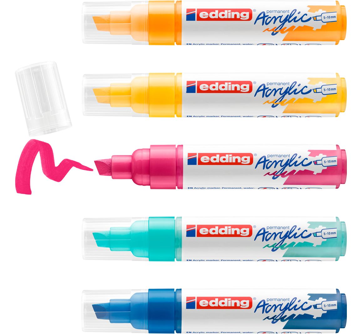 edding 5000 Acrylic "Acrylmarker - Abstract", Breed, Set van 5
