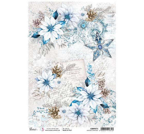 Motief strozijde "Elecance of Blue - Blauwe sterren voor Kerstmis"