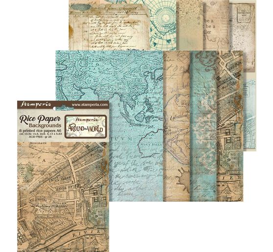 Motief strozijde achtergronden "Around the World", set van 8