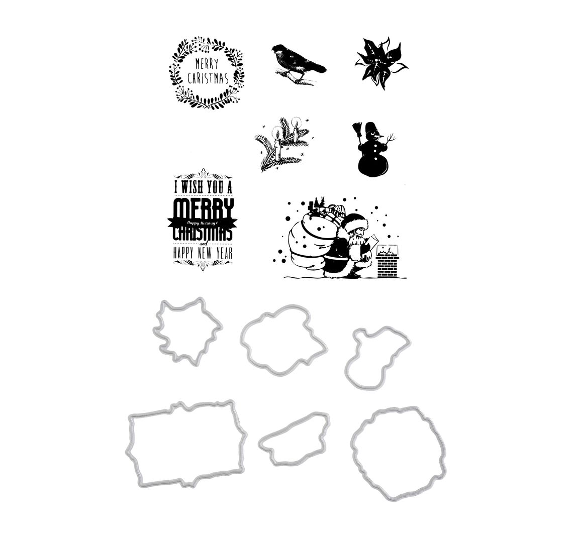 Ponsvormen en stempel set "Merry Christmas"